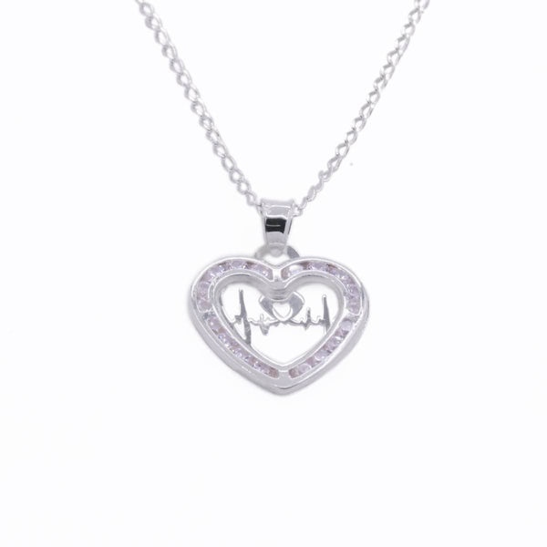 Collar Corazón Electric Heart con Piedras de Plata .925