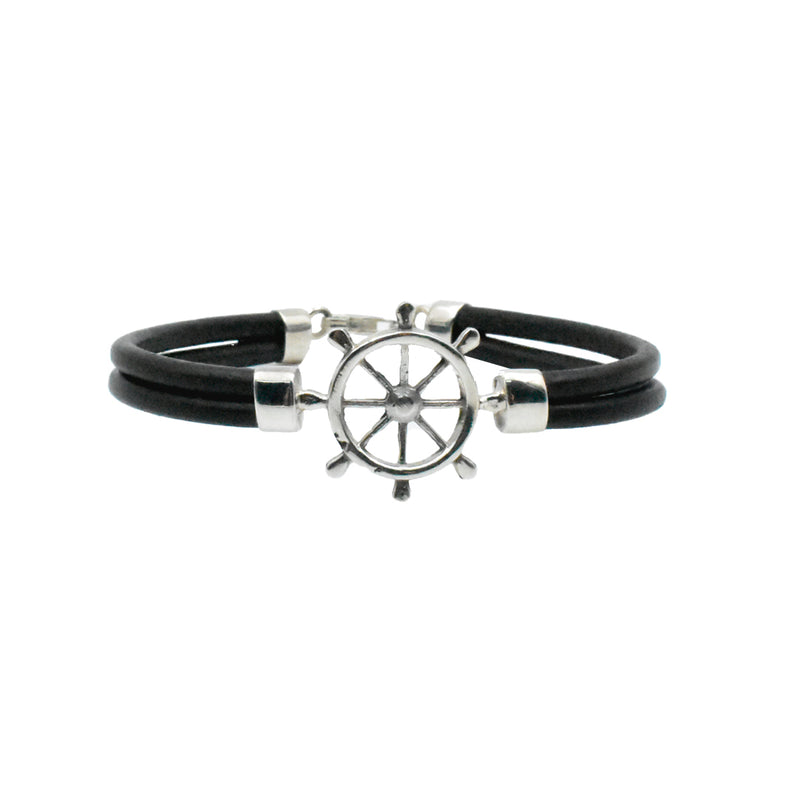 Pulsera Piel Bicicleta/Timón Plata .925