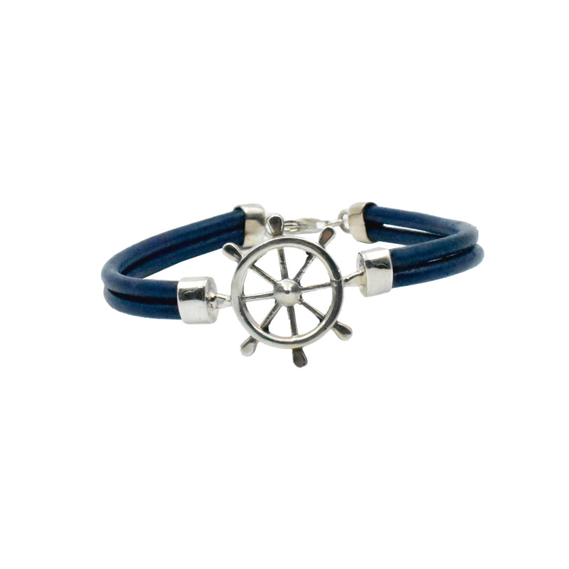 Pulsera Piel Bicicleta/Timón Plata .925