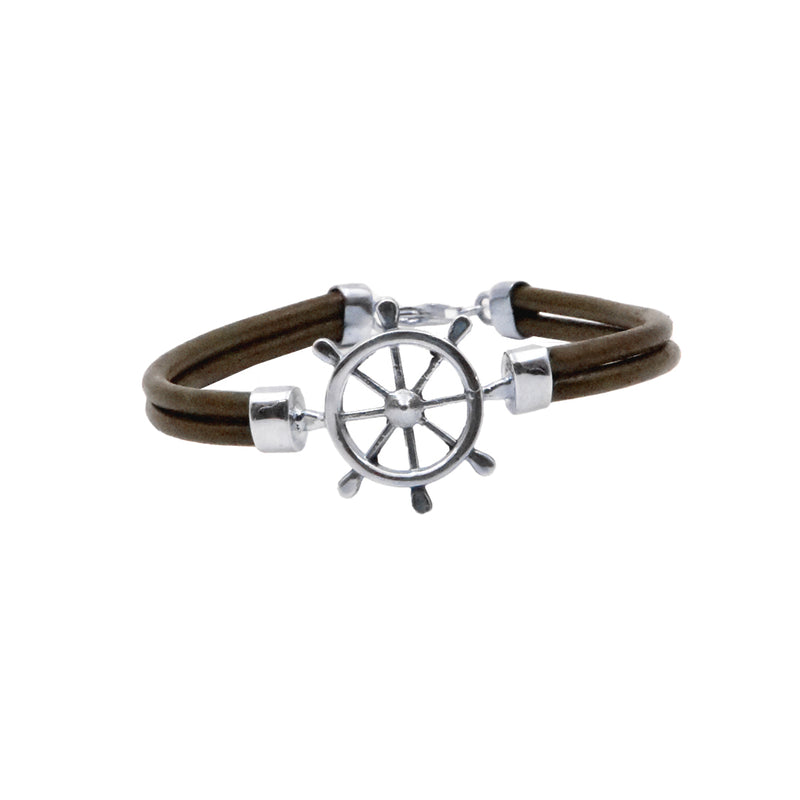 Pulsera Piel Bicicleta/Timón Plata .925