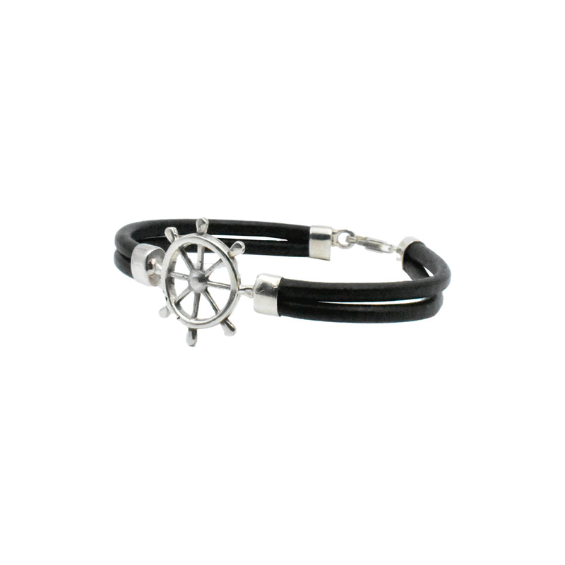 Pulsera Piel Bicicleta/Timón Plata .925