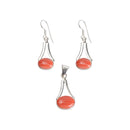 Juego Dije y Aretes con Piedra Natural