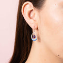 Aretes Barra de Opalo con Circonia Morada
