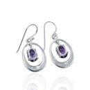 Aretes Barra de Opalo con Circonia Morada