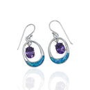 Aretes Barra de Opalo con Circonia Morada