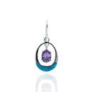Aretes Barra de Opalo con Circonia Morada