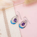 Aretes Barra de Opalo con Circonia Morada