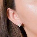 Aretes Flor Radiante Broquel con Circonias