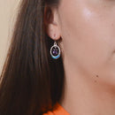 Aretes Barra de Opalo con Circonia Morada