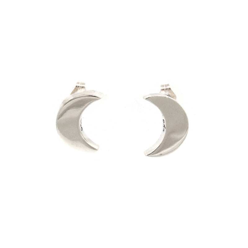 Aretes Broquel Cartoneado Media Luna de Plata .925