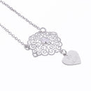 Collar Flor y Corazón Grabado My Love de Plata .925