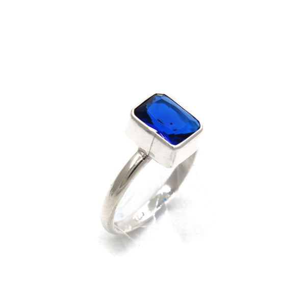 Anillo Circonia Rectangular Azul