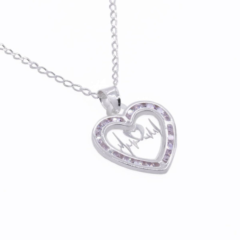 Collar Corazón Electric Heart con Piedras 2 de Plata .925