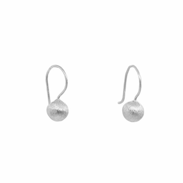 Aretes Arillo Bola Chica Mate de Plata .925