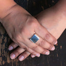Anillo Cuadrado Plano Liso de Plata .925 - 1
