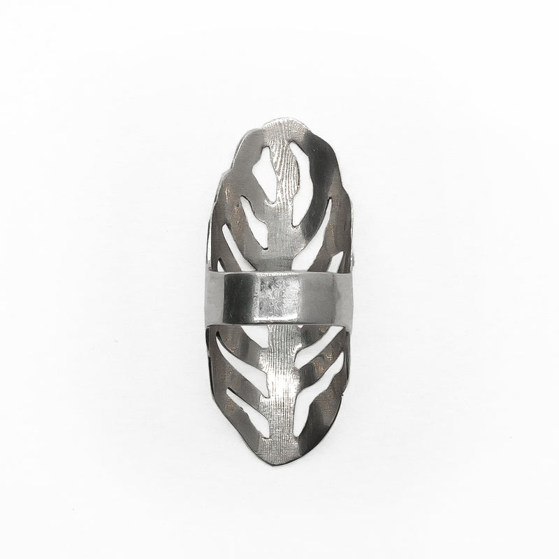 Anillo Hoja Diamantada Larga de Plata .925 - 3