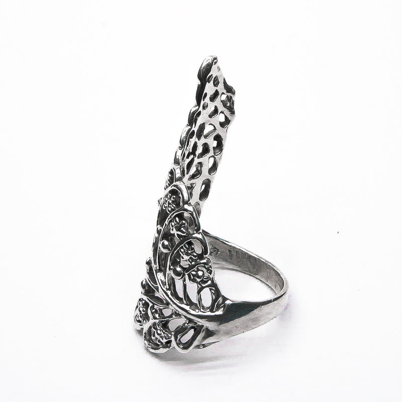Anillo Hoja Larga Oxidada de Plata .925 - 2