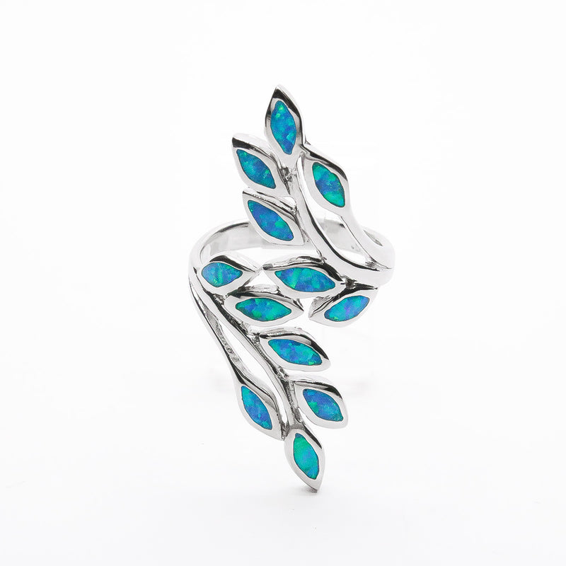 Anillo Hojas con Ópalo de Plata .925