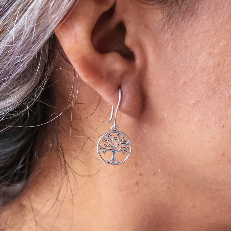 Aretes Árbol de la Vida Oxidado de Plata .925 - 3