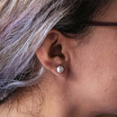 Aretes Broquel 12 Bola Chica de Plata .925 - 3