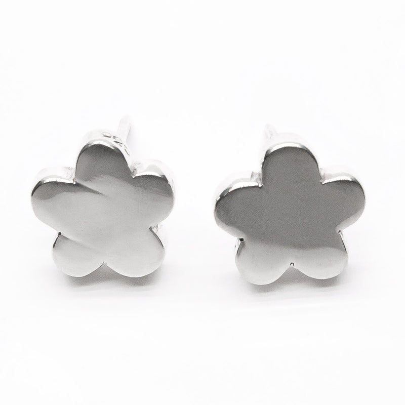 Aretes Broquel Flor de Plata .925