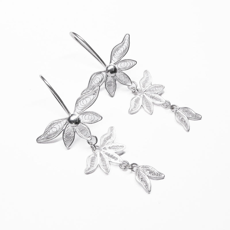 Aretes Filigrana Triple Flor de Plata .925 - 1