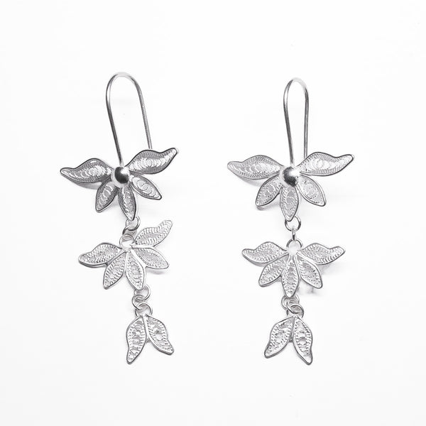 Aretes Filigrana Triple Flor de Plata .925