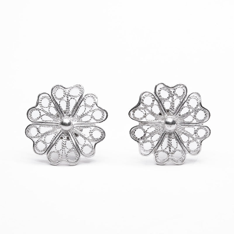 Aretes Flor Filigrana de Plata .925