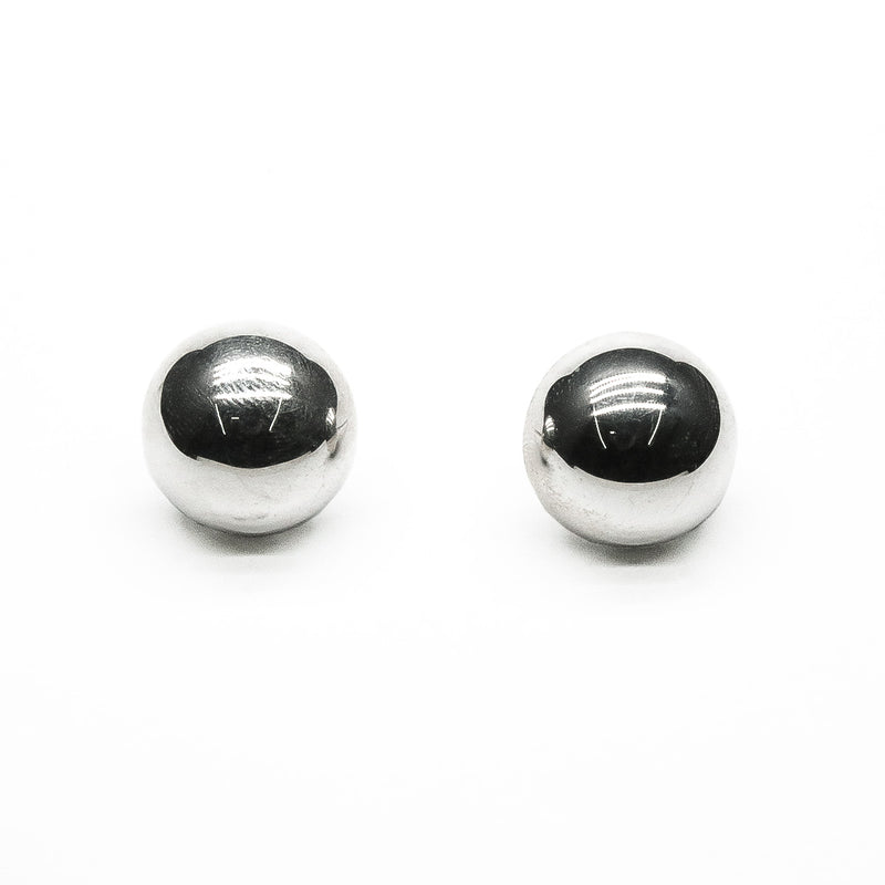 Aretes Media Bola Grande Liso de Plata .925