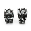 Arracada Corrugada Oxidada con Bolita de Plata .925 - 3