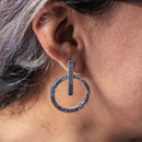 Arracadas Redonda Martillada con Palito de Plata .925 - 3