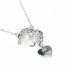 Collar Flor y Corazón Grabado My Love de Plata .925 - 2
