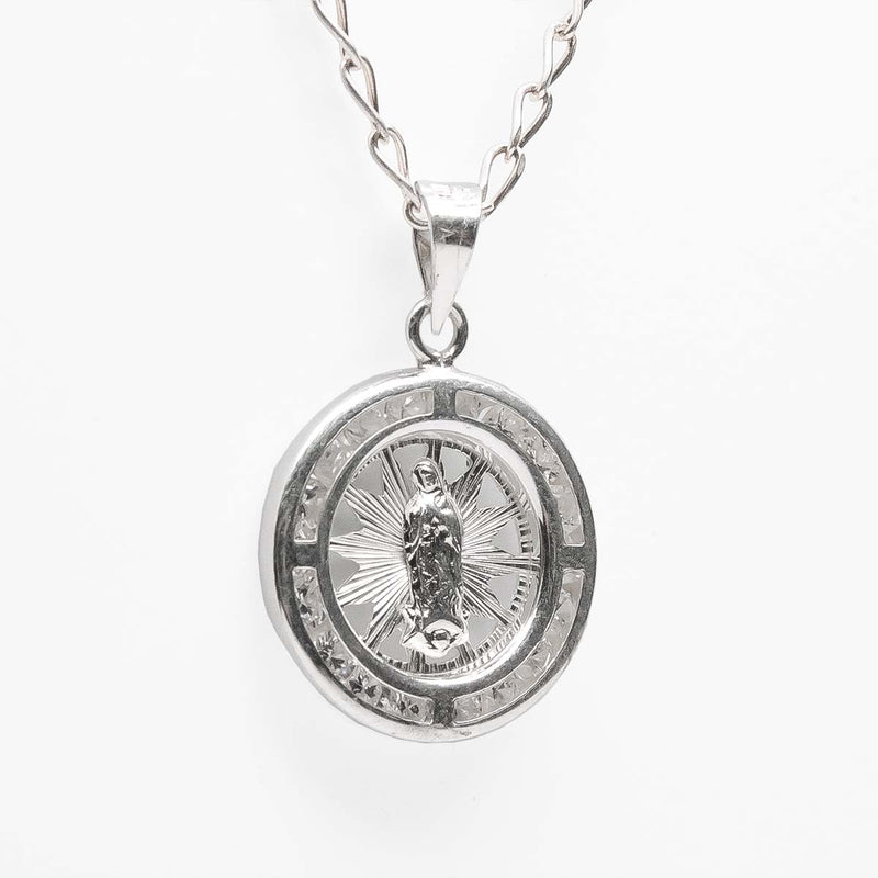 Dije Medalla Virgen de Guadalupe con Circonia de Plata .925 - 1