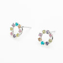 Juego Aretes y Dije Aro con Circonia de Plata .925 - Aretes