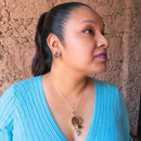 Juego Aretes y Dije Fósil Amonita Ámbar Pirita y Circonia de Plata .925 - 1