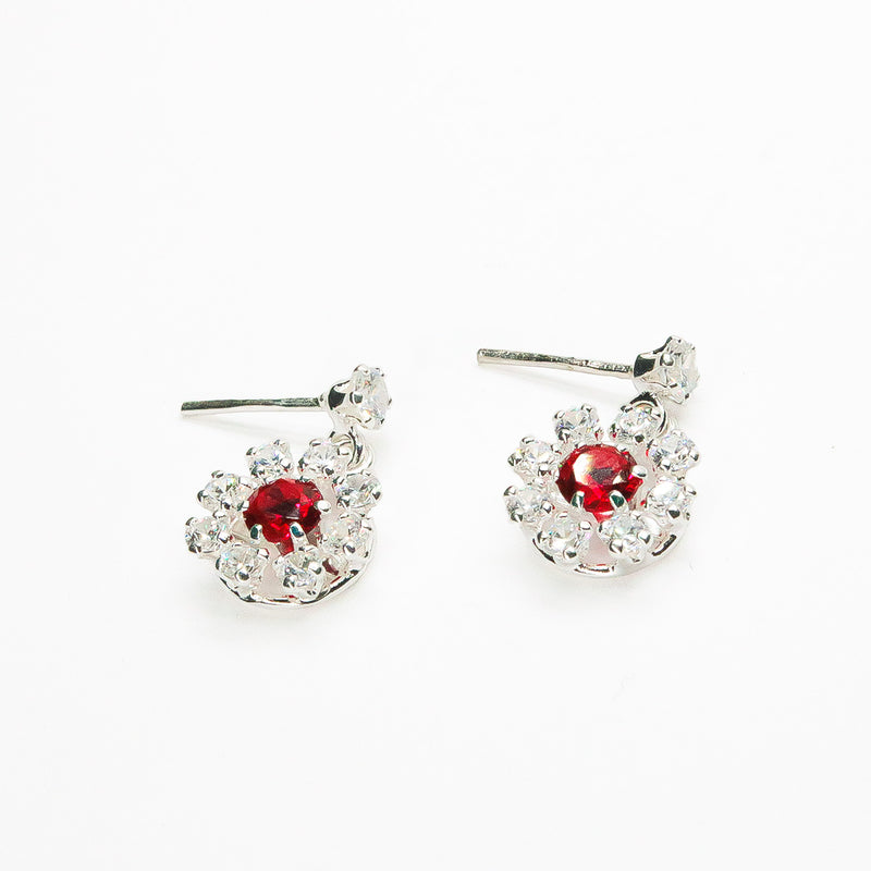Juego Aretes y Dije con Circonia Flor de Plata .925 - Aretes