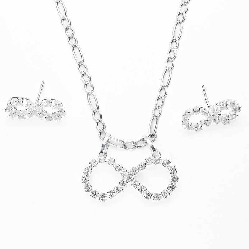 Juego Aretes y Dije con Circonia Infinito de Plata .925