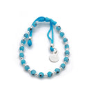 Pulsera Hilo Azul Ojitos con Dije San Benito y Bolitas de Plata .925 para Niño