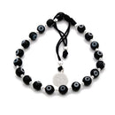 Pulsera Hilo Negro Ojitos con Dije San Benito y Bolitas de Plata .925