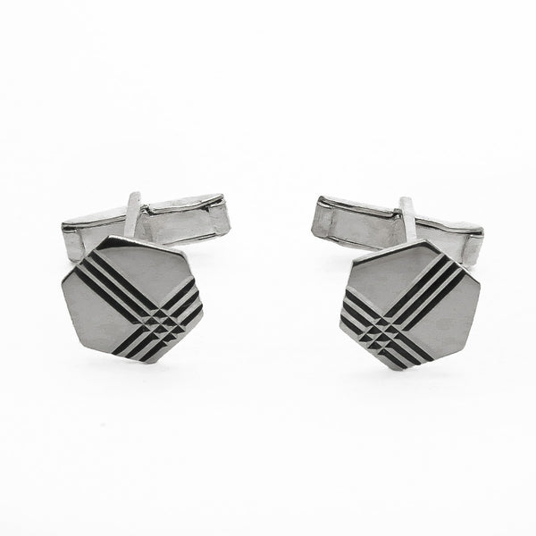 Mancuernilla Hexágono Diamantada de Plata .925