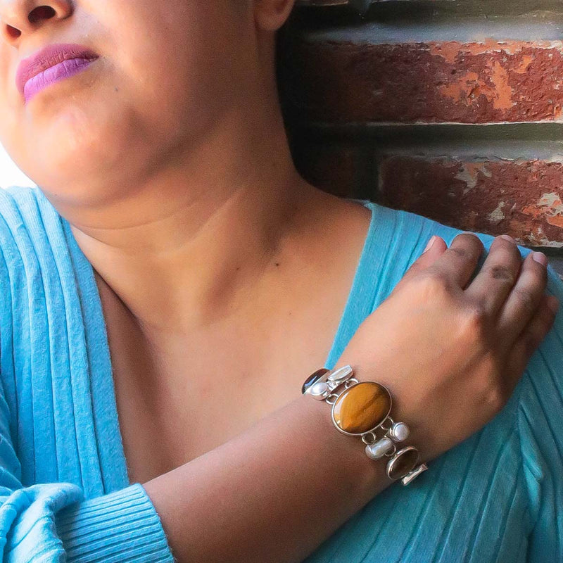 Pulsera Ojo De Tigre Perla de Plata .925 - 1