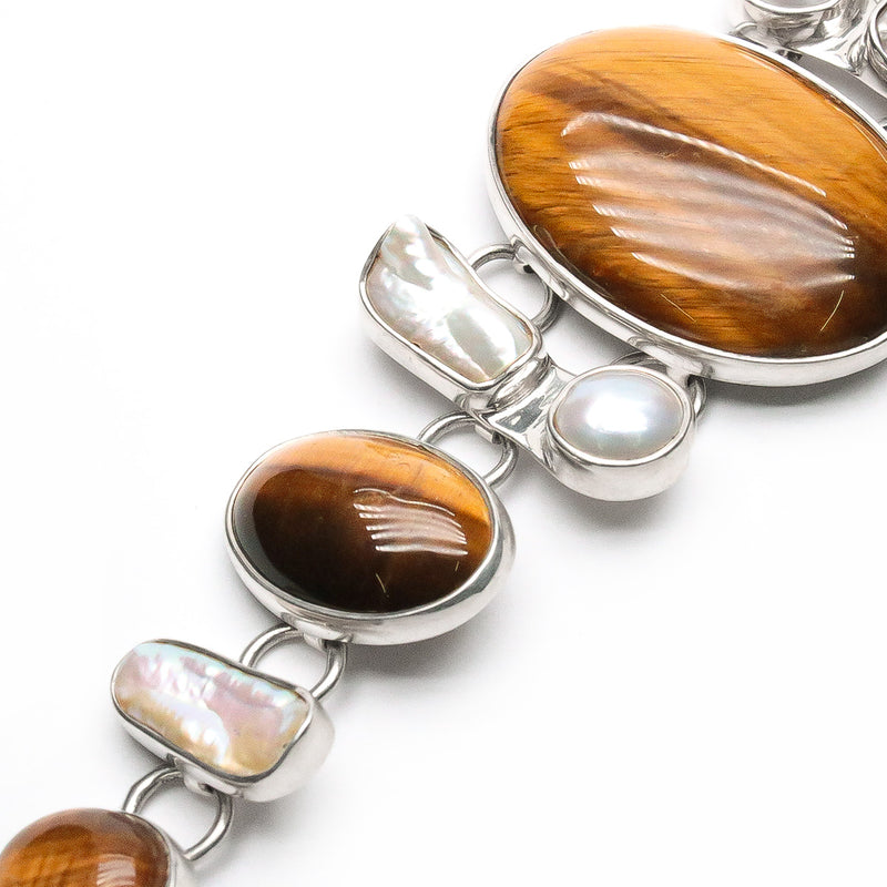 Pulsera Ojo De Tigre Perla de Plata .925 - 3
