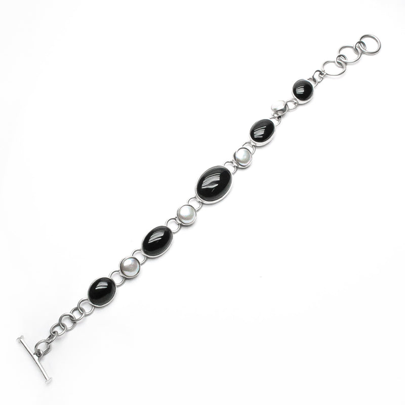 Pulsera Ónix con Perla de Plata .925 - 2