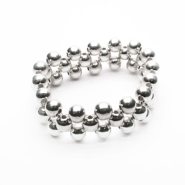 Pulsera Resorte Bola Grande de Plata .925